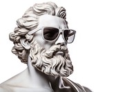 Greek sculpture angle wearing sunglasses illustrated accessories photography.