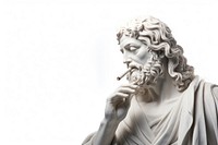 Greek sculpture jesus taking a cigarette female person statue.