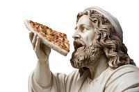 Greek sculpture jesus eating pizza person adult human.