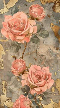 Wallpaper of roses art painting blossom.