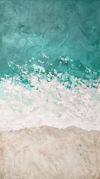 Beach and teal sea painting aerial view shoreline.