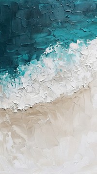Beach and teal sea painting shoreline outdoors.