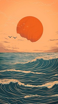 Sunset wallpaper background ocean outdoors horizon.