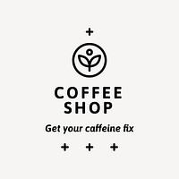 Coffee shop  logo black and white botanical  design