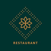 Green restaurant  logo botanical gold  design