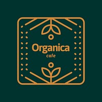 Organic cafe logo  botanical gold and green  design