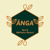 wellness resort logo template, green botanical design