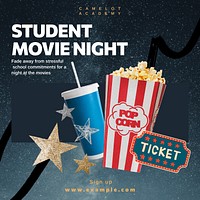 Movie night Instagram post template social media design