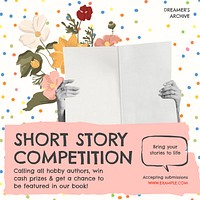 Short story competition Instagram post template social media design