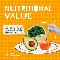 Nutritional values Instagram post template social media design