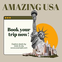 USA travel Instagram post template design