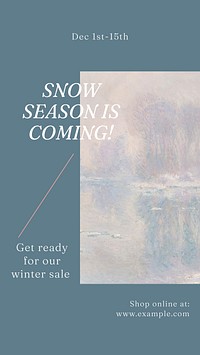 Snow & winter sale Instagram story template social media design