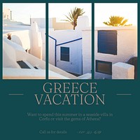 Greece vacation Instagram post template social media design