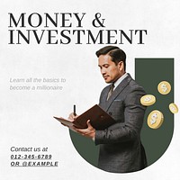 Money investment Instagram post template design
