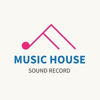 Record studio logo template line art  