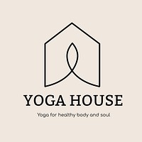 Yoga studio logo template line art  