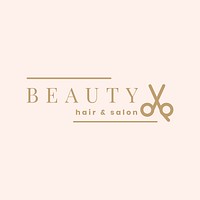 Hair salon logo template beige aesthetic  