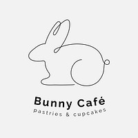 Rabbit line art logo template  cafe badge 