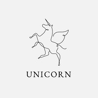 Unicorn line art logo template  animal badge 