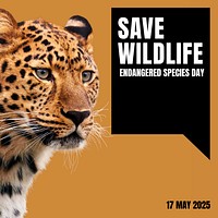 Save wildlife Instagram post template  