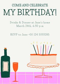Birthday party invitation card template cute design