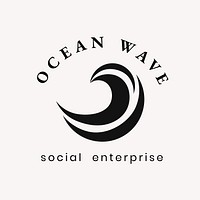 Ocean wave logo template professional simple flat 