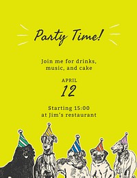 Party time flyer template, dog design remixed from artworks by Moriz Jung