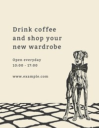 Coffee shop flyer template, dog design remixed from artworks by Moriz Jung
