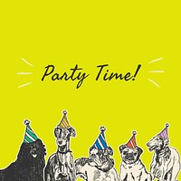 Party time Instagram post template, dog illustration remixed from artworks by Moriz Jung