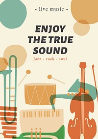 Music festival poster template, instrument design