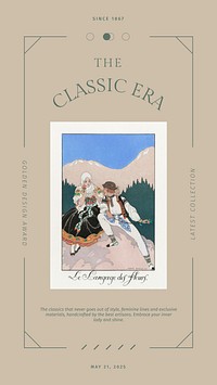 Classic era Instagram story template, famous illustration by George Barbier, remixed by rawpixel.