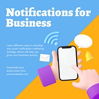 Push notification Instagram ad template, editable social media post design