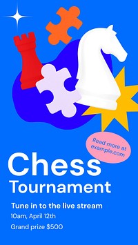 Chess tournament Instagram story template and funky design