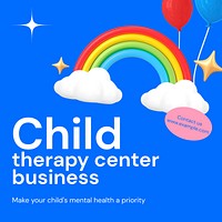 Child therapy center Instagram ad template,  social media post design