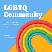LGBTQ community Instagram ad template,  social media post design