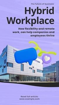 Hybrid workplace Instagram story template & text
