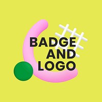Pink 3D logo template  badge 