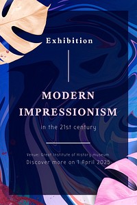 Blue exhibition Pinterest pin template, art exhibition design