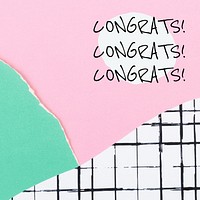 Cute congrats Facebook post template paper collage design