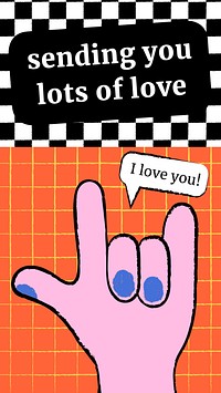 Love you Instagram story template colorful doodle design
