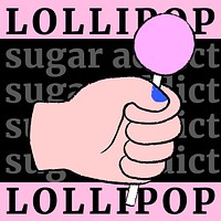 Pink lollipop Instagram post template,  cute hand doodle design