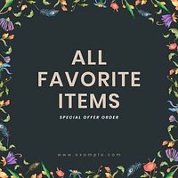 Special offer Instagram post template,  flower design