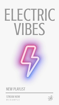 Electric vibes playlist Instagram story template, customizable social media design 