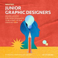 Junior graphic designer Instagram post template, editable social media ad