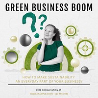 Green business boom Instagram post template social media ad