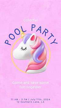 Pool party invitation Instagram story template & design