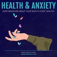 Health anxiety Instagram post template social media ad