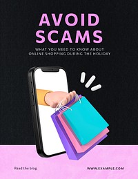 Avoid scams flyer template advertisement
