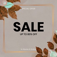 Sale social media post template and botanical design