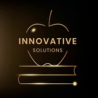 Education logo template, gold apple design design